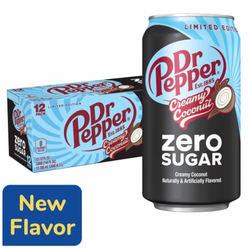 Dr Pepper Creamy Coconut Zero Sugar Soda - Bright Fresh Ready Pack